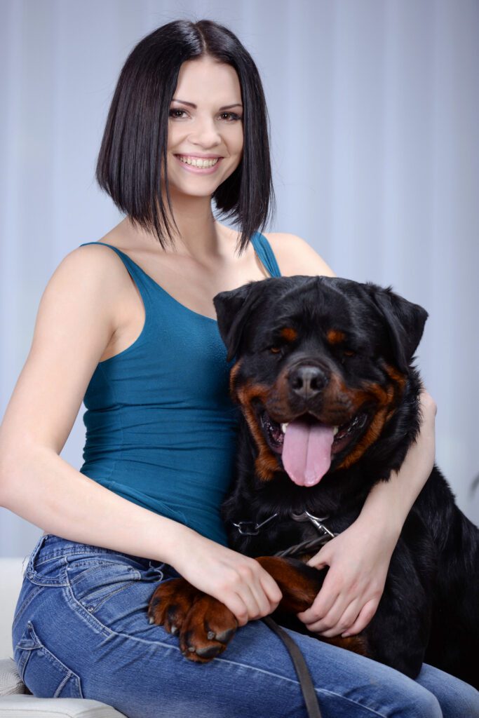 Rottweiler With Woman